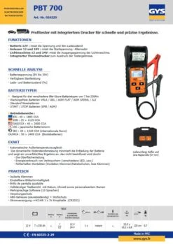GYS BATTERIETESTER PBT700 - START/STOP - 024229 -Werkzeug Günstiges Geschäft 024299 TM