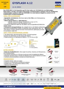 GYS GYSFLASH 4.12 4 12 029422 Batterieladegerät Automatisch 12V Ladeerhaltung -Werkzeug Günstiges Geschäft 029422td5ae1cb1d9279b