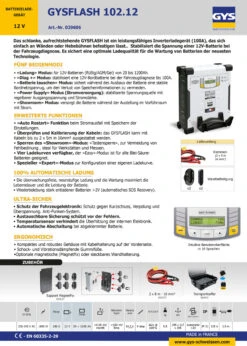 GYS GYSFLASH 102 12 HF 029606 Inverter Batterieladegerät HF 12V Ladegerät -Werkzeug Günstiges Geschäft 029606td5ae0482361690