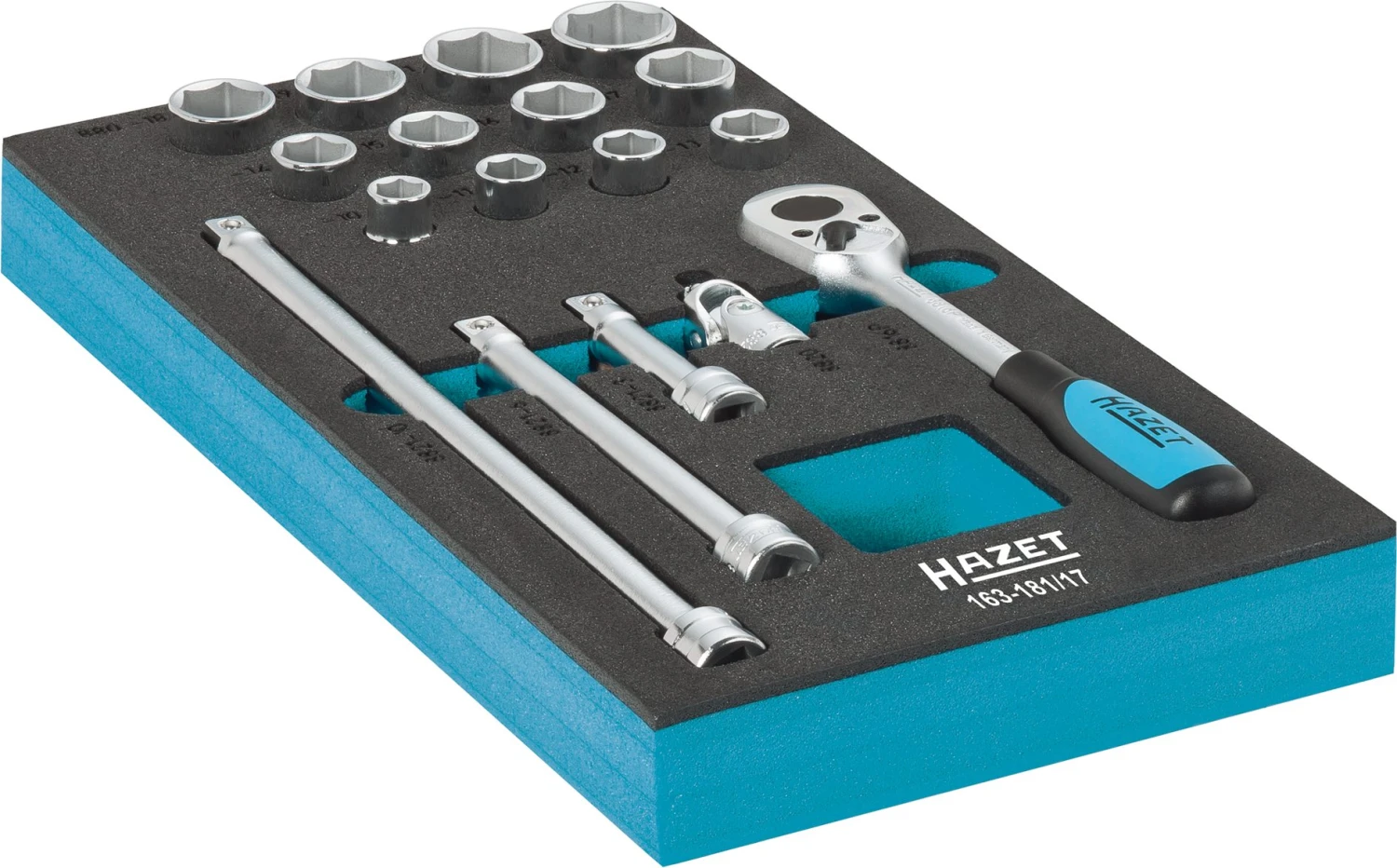 HAZET Steckschlüsselsatz 10mm 3/8 Zoll Außen-Sechskant-Tractionsprofil 17-teilig 163-181/17 3 HAZET Steckschlüsselsatz 10mm 3/8 Zoll Außen-Sechskant-Tractionsprofil 17-teilig 163-181/17 – Bild 3