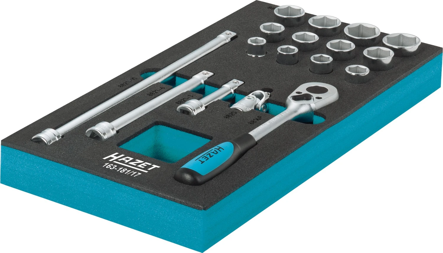 HAZET Steckschlüsselsatz 10mm 3/8 Zoll Außen-Sechskant-Tractionsprofil 17-teilig 163-181/17 2 HAZET Steckschlüsselsatz 10mm 3/8 Zoll Außen-Sechskant-Tractionsprofil 17-teilig 163-181/17 – Bild 2