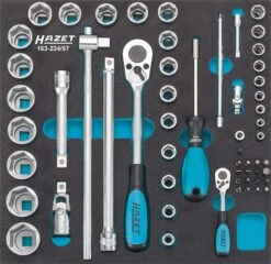 HAZET Steckschlüsselsatz 12,5mm 1/2 Zoll 6,3mm 1/4 Zoll 57-tlg 163-224/57