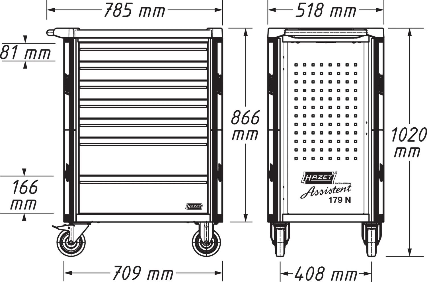 HAZET Werkstattwagen In Schwarzgrau 8 Schubladen + 300 Werkzeugen 179N-8-RAL7021 14 HAZET Werkstattwagen In Schwarzgrau 8 Schubladen + 300 Werkzeugen 179N-8-RAL7021 – Bild 14