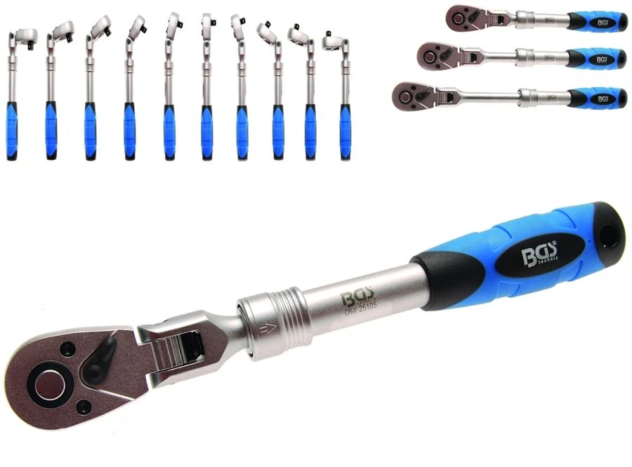 BGS Umschaltknarre, Ausziehbar, Abwinkelbar | 6,3 Mm (1/4") | 175 - 225 Mm – 25105 2 BGS Umschaltknarre, Ausziehbar, Abwinkelbar | 6,3 Mm (1/4") | 175 - 225 Mm – 25105 – Bild 2