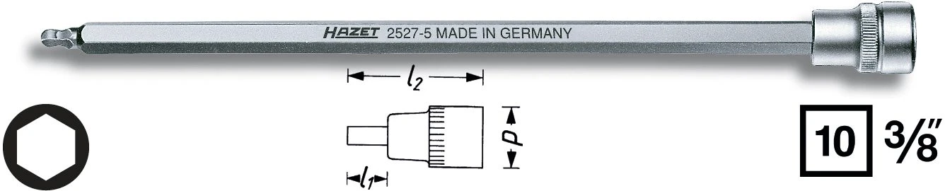 HAZET Kugelkopf Schraubendreher-Steckschlüssel 12,5mm 1/2 Zoll Innen-Sechskant 8 2527-8 1 HAZET Kugelkopf Schraubendreher-Steckschlüssel 12,5mm 1/2 Zoll Innen-Sechskant 8 2527-8