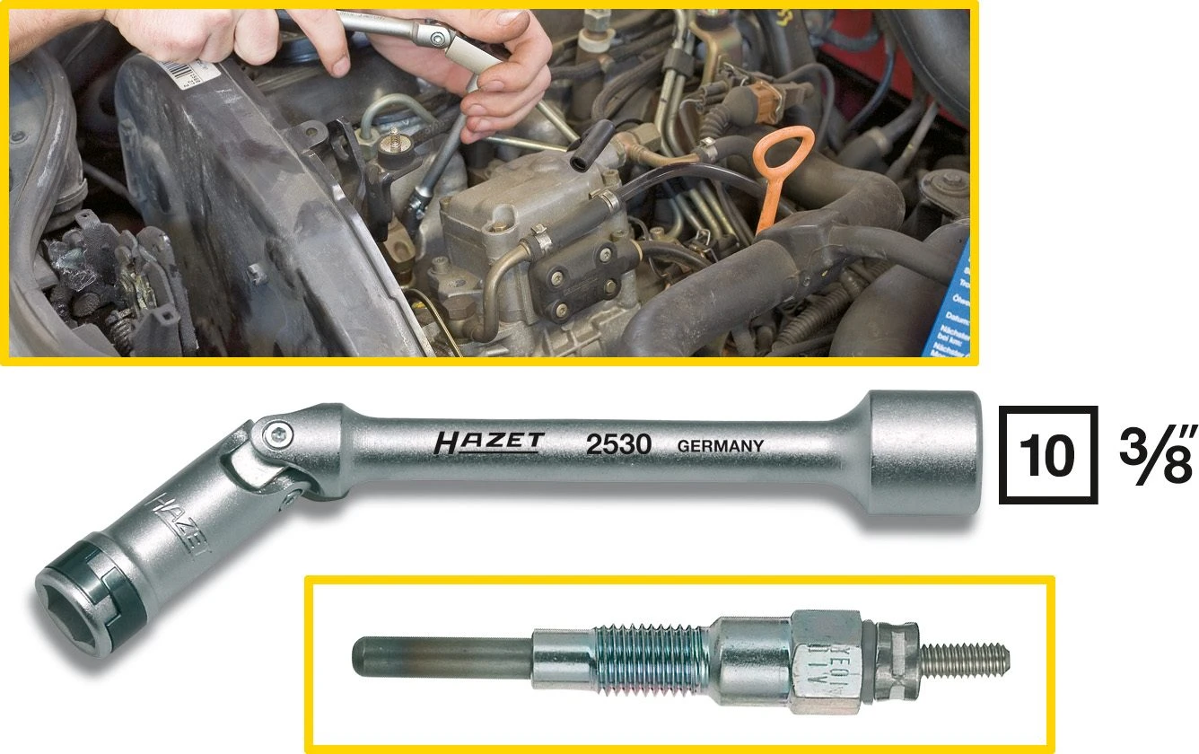 HAZET Glühkerzen-Steckschlüssel 10mm 3/8 Zoll Außen-Sechskant-Tractionsprofil 10 2530 2 HAZET Glühkerzen-Steckschlüssel 10mm 3/8 Zoll Außen-Sechskant-Tractionsprofil 10 2530 – Bild 2