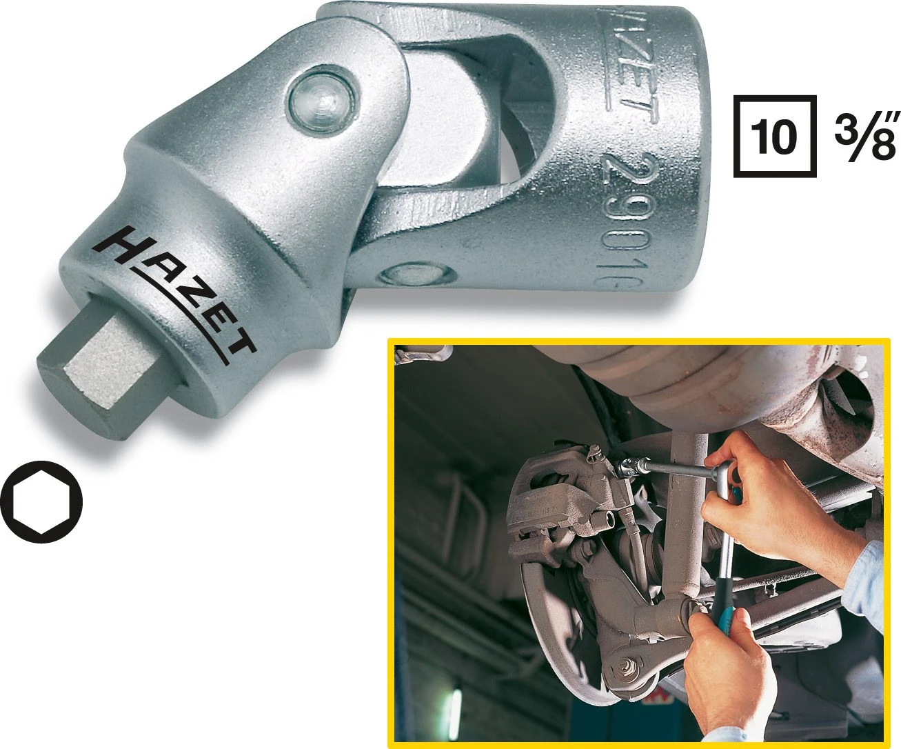 HAZET Bremssattel-Gelenkeinsatz 10mm 3/8 Zoll Innen-Sechskant 7 2901G-7 1 HAZET Bremssattel-Gelenkeinsatz 10mm 3/8 Zoll Innen-Sechskant 7 2901G-7