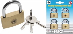 BGS DIY Messing-Vorhängeschloss-Satz | Gleichschließend | 40 Mm | 4-tlg. – 3101