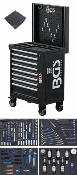 BGS Werkstattwagen | 8 Schubladen | Mit 263 Werkzeugen – 4106 -Werkzeug Günstiges Geschäft 4106 002