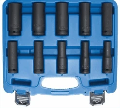 BGS Kraft-Steckschlüssel-Einsatz-Satz Sechskant, Tief | 12,5 Mm (1/2") | SW 10 - 24 Mm | 10-tlg. – 5206