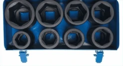 BGS Kraft-Steckschlüssel-Einsatz-Satz Sechskant, Tief | 25 Mm (1") | SW 27 - 50 Mm | 8-tlg. – 5500