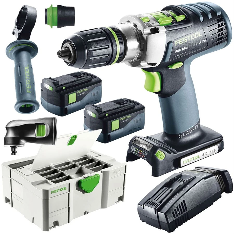 Festool Akkuschrauber PDC 18/4 Li 5,2 SET 574703 Schlagbohrschrauber QUADRIVE Jetzt 575606 1 Festool Akkuschrauber PDC 18/4 Li 5,2 SET 574703 Schlagbohrschrauber QUADRIVE Jetzt 575606