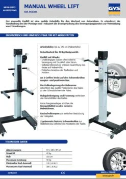 GYS Manueller Radmontageheber - D61385 -Werkzeug Günstiges Geschäft 61385Ebnwdp3Nex35y