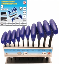 BGS DIY Schraubendreher-Satz Mit T-Griff | Zollmaße | Innensechskant 3/32" - 3/8" | 10-tlg. – 7099