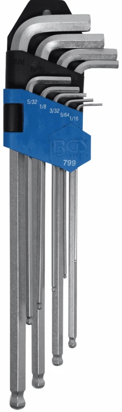 BGS Winkelschlüssel-Satz | Zollgrößen | Innensechskant / Innensechskant Mit Kugelkopf 1/16" - 3/8" | 9-tlg. – 799