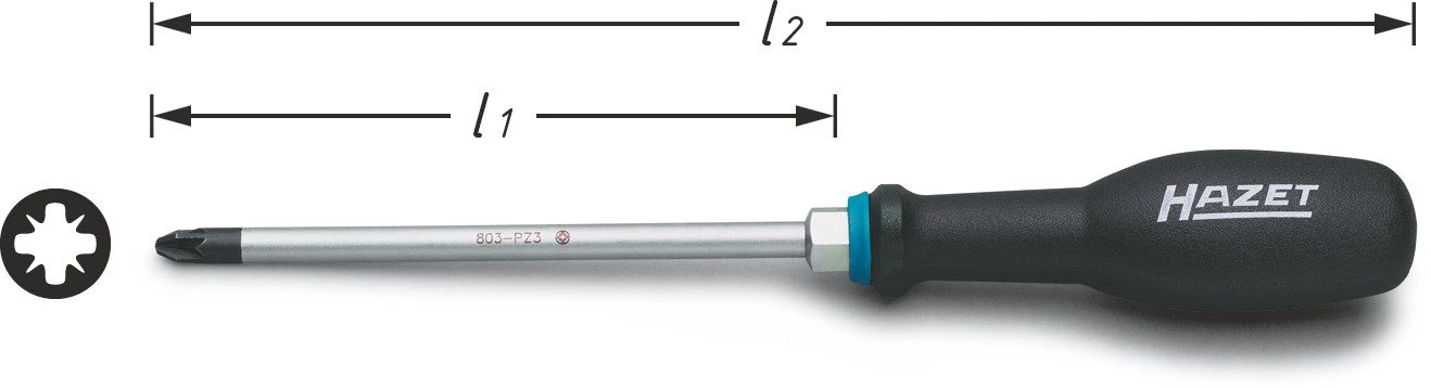 HAZET Schraubendreher Trinamic- Pozidriv Profil PZ - 210 Mm 803-PZ2 1 HAZET Schraubendreher Trinamic- Pozidriv Profil PZ - 210 Mm 803-PZ2