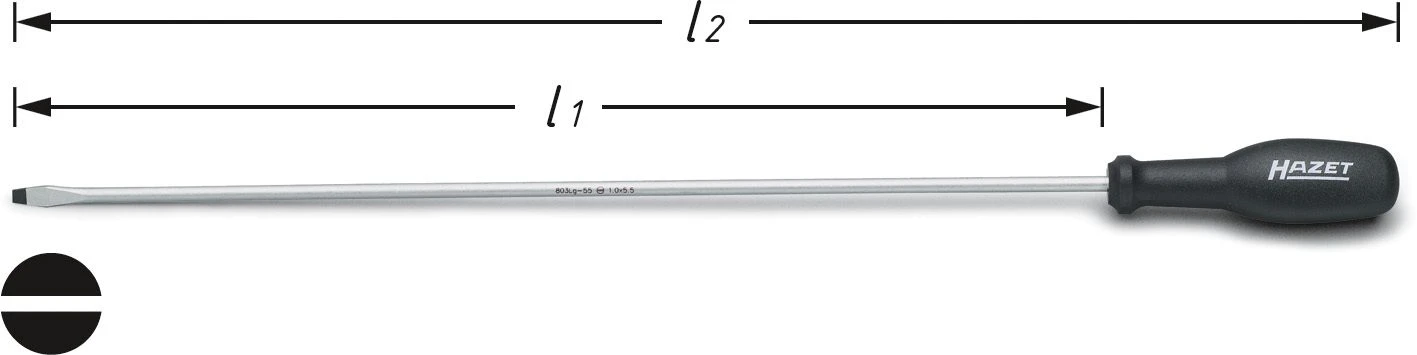 HAZET Schraubendreher Trinamic- Schlitz Profil - 520 Mm 803LG-55 1 HAZET Schraubendreher Trinamic- Schlitz Profil - 520 Mm 803LG-55