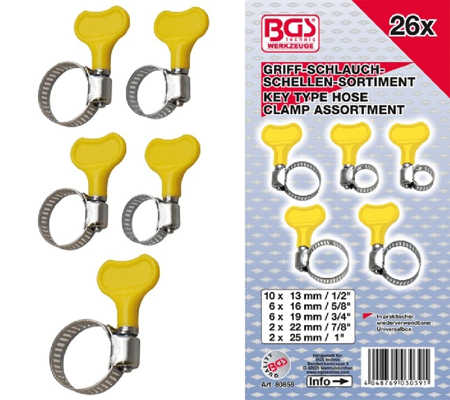 BGS Griff-Schlauchschellen-Sortiment | 26-tlg. – 80859 1 BGS Griff-Schlauchschellen-Sortiment | 26-tlg. – 80859