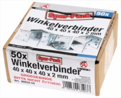 BGS DIY Winkelverbinder | 40 X 40 X 40 X 2 Mm | Spar-Pack | 50 Stück – 80934-50