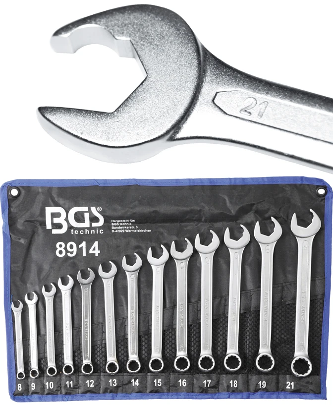 BGS Maul-Ringschlüssel-Satz | Maulseite Mit Ratschenfunktion | SW 8 - 21 Mm | 13-tlg. – 8914 1 BGS Maul-Ringschlüssel-Satz | Maulseite Mit Ratschenfunktion | SW 8 - 21 Mm | 13-tlg. – 8914