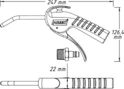 HAZET Ausblaspistole 100 mm 9040P-1 -Werkzeug Günstiges Geschäft 9040p 1 23skizze