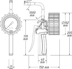HAZET Reifenfüll-Messgerät Geeicht 9041G-1 -Werkzeug Günstiges Geschäft 9041g 1 23skizze