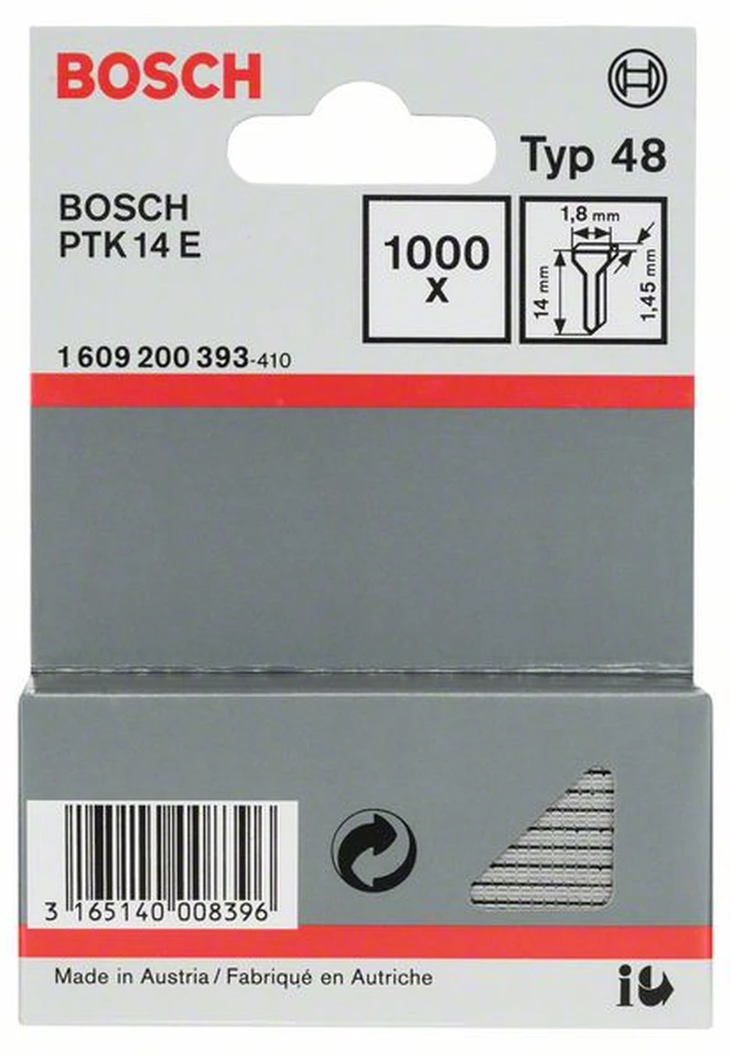 Bosch Tackernagel Typ 48 1,8 X 1,45 X 14 Mm 1000er-Pack 1609200393 1 Bosch Tackernagel Typ 48 1,8 X 1,45 X 14 Mm 1000er-Pack 1609200393