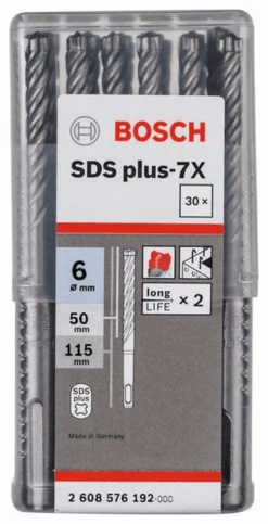 Bosch Hammerbohrer SDS-plus-7X 6 X 50 X 115 Mm 30er-Pack 2608576192