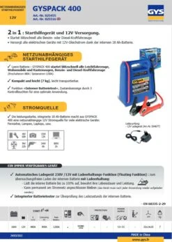 GYS GYSPACK AUTO Netzunabhäniges Starthilfegerät 12V 480A 7kg - 025455 5 GYS GYSPACK AUTO Netzunabhäniges Starthilfegerät 12V 480A 7kg - 025455 -Werkzeug Günstiges Geschäft TM 025455fFr7PO66CaR68