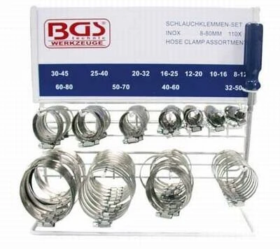 BGS Schlauchklemmen-Sortiment | Rostfrei | Auf Tafel | 111-tlg. – 8095 2 BGS Schlauchklemmen-Sortiment | Rostfrei | Auf Tafel | 111-tlg. – 8095 – Bild 2