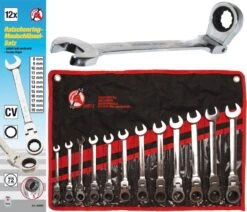 BGS DIY Ratschenring-Maulschlüssel-Satz | Flexible Köpfe | SW 8 - 19 Mm | 12-tlg. – 30002 -Werkzeug Günstiges Geschäft bgs 30002 005