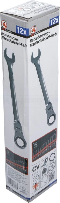 BGS DIY Ratschenring-Maulschlüssel-Satz | Flexible Köpfe | SW 8 - 19 Mm | 12-tlg. – 30002 -Werkzeug Günstiges Geschäft bgs 30002 006