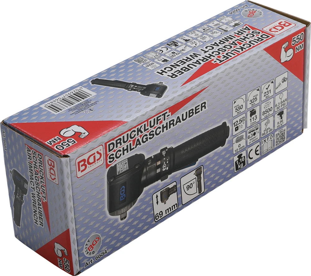 BGS Druckluft-Schlagschrauber | Abgewinkelt | 12,5 Mm (1/2") | 550 Nm – 6684 10 BGS Druckluft-Schlagschrauber | Abgewinkelt | 12,5 Mm (1/2") | 550 Nm – 6684 – Bild 10