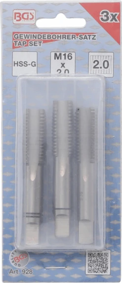 BGS Gewindebohrer-Satz | Vor-, Mittel- Und Fertigschneider | M16 X 2,0 | 3-tlg. – 928 -Werkzeug Günstiges Geschäft bgs 928 003