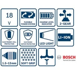 BOSCH Akku-Bohrschrauber GSR 18V-28, Solo Version, Im Karton, Ohne Akku/Ladegerät 06019H4100 -Werkzeug Günstiges Geschäft icons