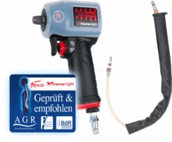 KS Tools 1/2" MiniMONSTER Xtremelight Hochleistungs-Druckluft-Schlagschrauber 1.390 Nm Mit Schutzhülle Und Geräusch-Reduzier-Schlauch - 515.1155 -Werkzeug Günstiges Geschäft kstools 515 1155 002