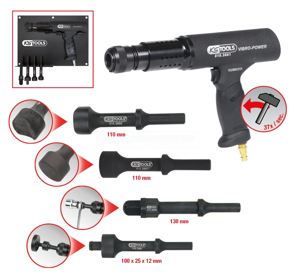 KS Tools Vibro-Impact Druckluft-Meißelhammer-Satz, 6-tlg. - 515.3880 2 KS Tools Vibro-Impact Druckluft-Meißelhammer-Satz, 6-tlg. - 515.3880 – Bild 2