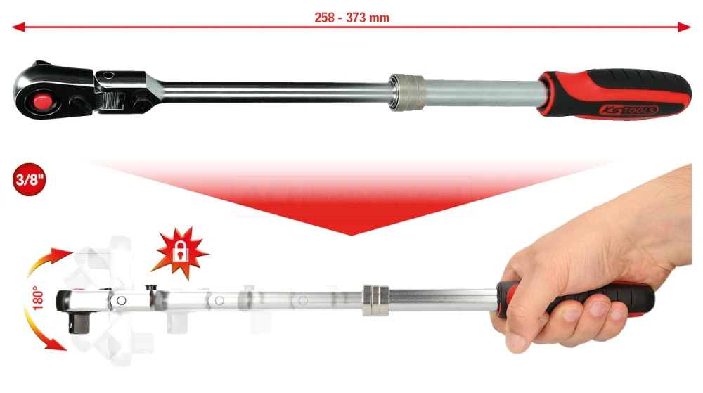 KS Tools 3/8" SlimPOWER Teleskop-Gelenk-Umschaltknarre, 72 Zahn - 914.3820 2 KS Tools 3/8" SlimPOWER Teleskop-Gelenk-Umschaltknarre, 72 Zahn - 914.3820 – Bild 2