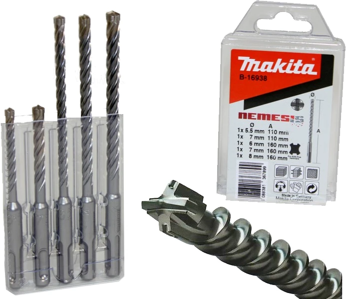 Makita SDS-Plus NEMESIS Bohrerset 5-10 Mm 5-teilig B-20460 1 Makita SDS-Plus NEMESIS Bohrerset 5-10 Mm 5-teilig B-20460